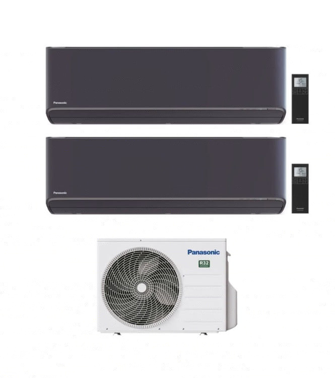 CONDIZIONATORE PANASONIC DUAL SPLIT ETHEREA GRAFITE 7000+12000 BTU WIFI INVERTER CU-2Z41TBE A+++