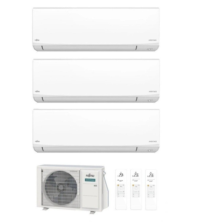 CONDIZIONATORE FUJITSU TRIAL SPLIT KJ-W BIANCO 7000+7000+14000 BTU WIFI INVERTER AOEG24KBCA3 A+++/A++