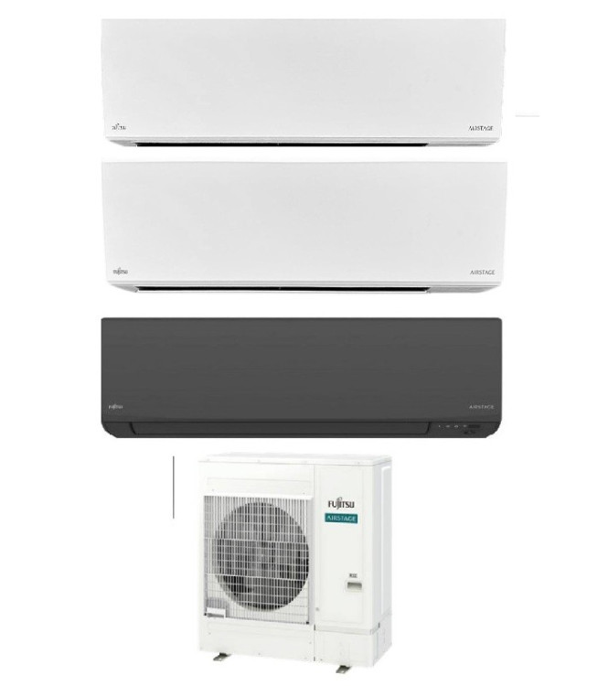 CONDIZIONATORE FUJITSU TRIAL SPLIT KN + KJ NERO 7000+7000+14000 BTU WIFI INVERTER
