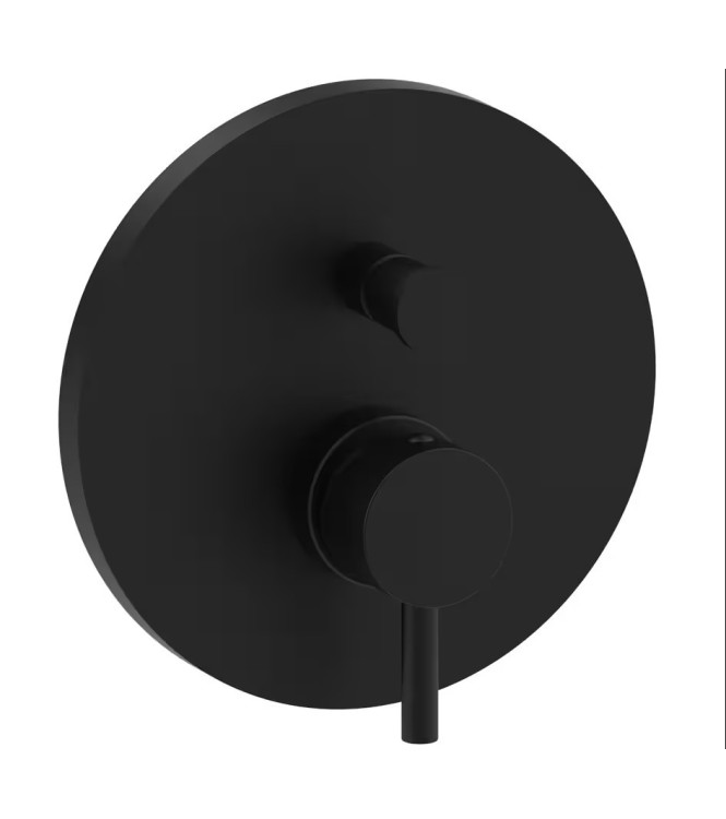 PAFFONI LIGHT EXTERNAL PART BUILT-IN SHOWER MIXER WITH MATT BLACK DIVERTER WITH METAL PLATE - LIGBOX015NO/M