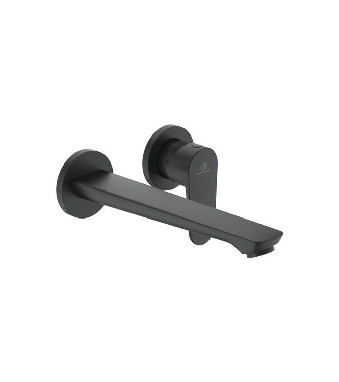 Miscelatore lavabo a parete Ideal Standard Cerafine O con bocca e piastra - Nero  
