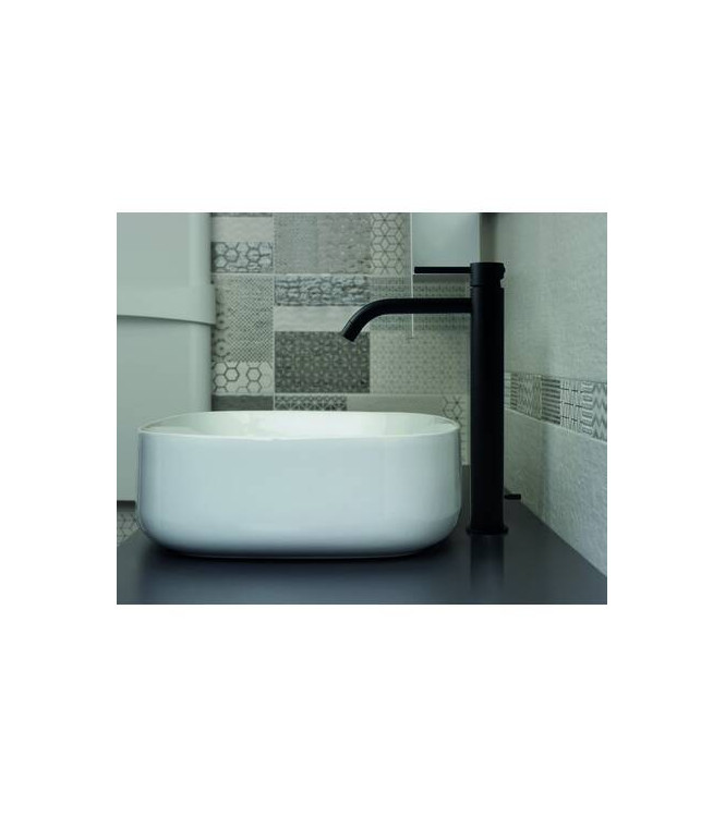 PAFFONI LIG085 LIGHT PROLONGED WASHBASIN MIXER with waste ø1.1/4" MATT BLACK