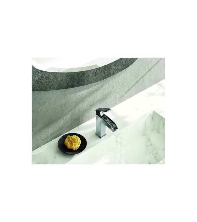 PAFFONI LES061 LEVEL MISCELATORE MONOCOMANDO LAVABO CASCATA SENZA con piletta CROMATO