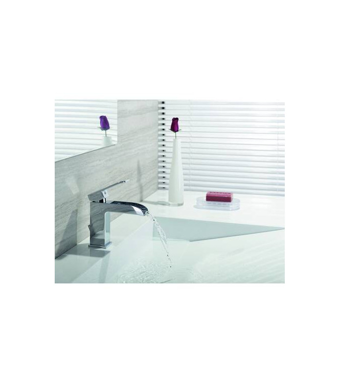 PAFFONI LES065 LEVEL MISCELATORE MONOCOMANDO LAVABO CASCATA con piletta ø1.1/4" CROMATO