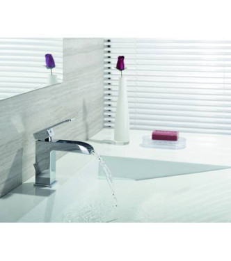 PAFFONI LES065 LEVEL MISCELATORE MONOCOMANDO LAVABO CASCATA con piletta ø1.1/4" CROMATO