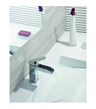PAFFONI LES065 LEVEL MISCELATORE MONOCOMANDO LAVABO CASCATA con piletta ø1.1/4" CROMATO