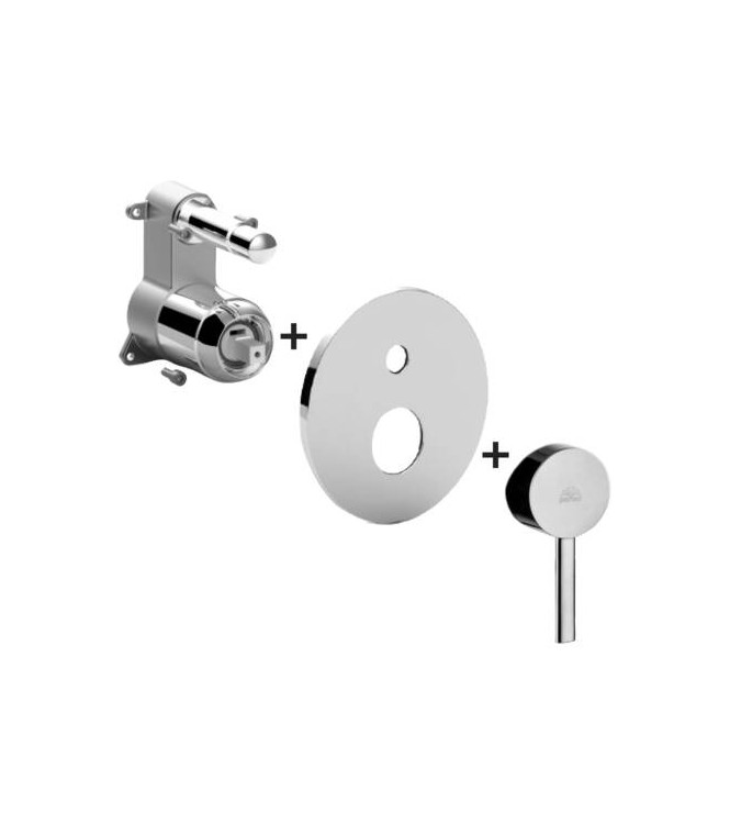 PAFFONI SKBOX015 STICK EXTERNAL PART CONCEALED SHOWER MIXER WITH CHROME DIVERTER AND STAINLESS STEEL PLATE