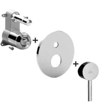 PAFFONI SKBOX015 STICK EXTERNAL PART CONCEALED SHOWER MIXER WITH CHROME DIVERTER AND STAINLESS STEEL PLATE