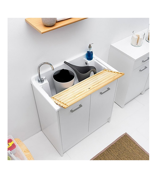 Colavene DL8045B - Washbasin 80x45 cm with ABS bowl and White Cabinet