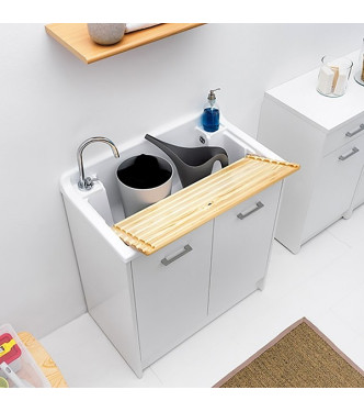 Colavene DL8045B - Washbasin 80x45 cm with ABS bowl and White Cabinet