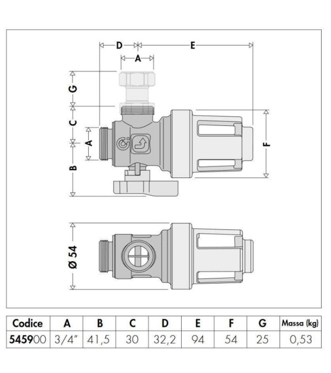 Caleffi 545900 – Filtro Defangatore Magnetico Sottocaldaia XS 3/4" M x 3/4" F