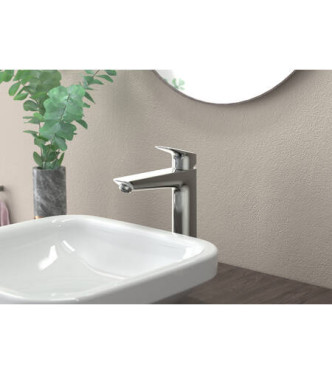 71091 LOGIS WASHBASIN MIXER 190 S/SWITCH MATT BLACK