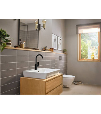 72576 REBRIS E SINGLE-LEVER BASIN MIXER W/TURNING SPOUT MATT BLACK