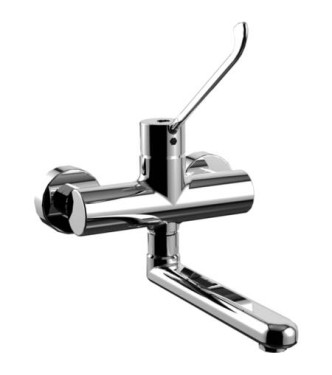 PAFFONI RED302 RED SINGLE-LEVER WALL-MOUNTED SINK MIXER WITH CHROME CLINICAL LEVER