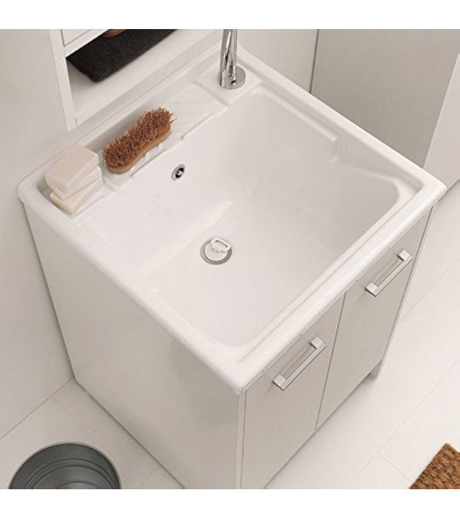 Colavene DL6060B - Washbasin 60x60 cm with ABS bowl and White Cabinet