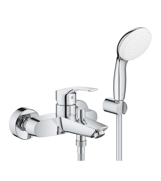 EUROSMART  MISCELATORE MONOCOMANDO VASCA/DOCCIA CON SET DOCCETTA CROMO
