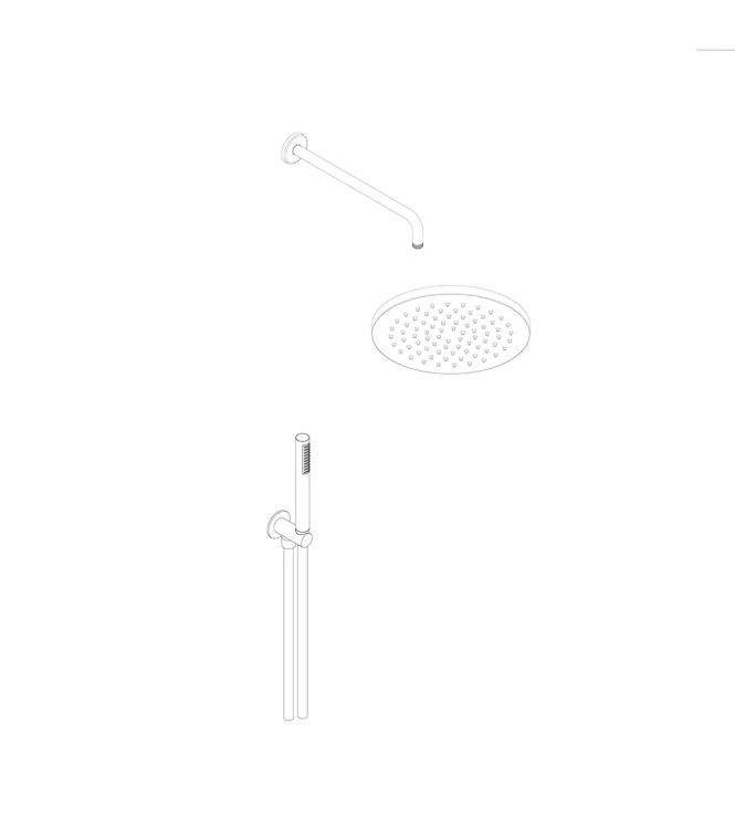 Kit doccia con soffione tondo Ã˜200 mm in ABS â€“ finitura nero opaco