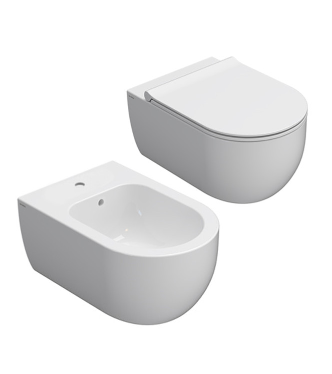 Set sanitari sospesi Ceramica Globo Serie Mode bianco lucido – MES02BI + MES09BI + ME020BI