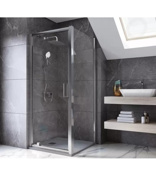 Porta doccia Ideal Standard Connect 2 PV 80 cm pivotante – Vetro trasparente e profili cromo lucido