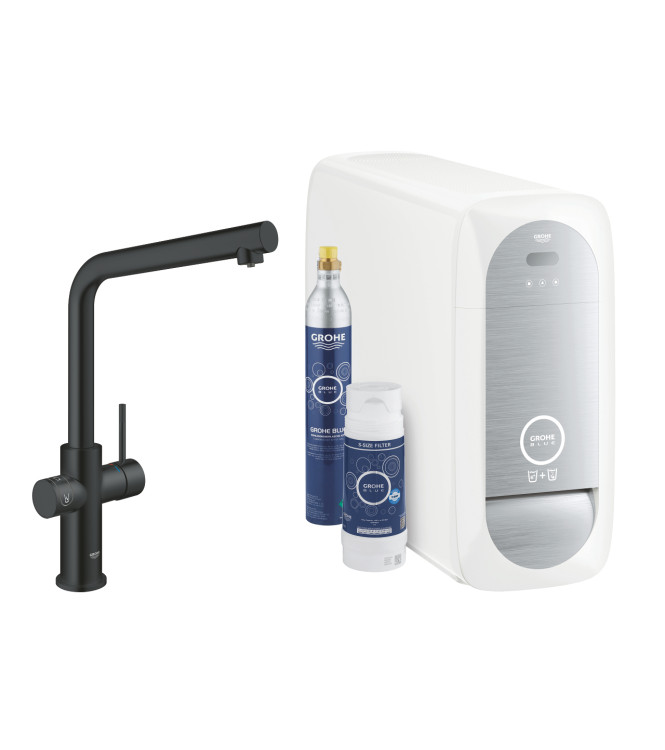 GROHE BLUE HOME 31454 SINK MIXER WITH FILTER SYSTEM SPOUT L BLACK