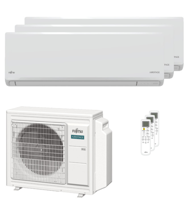 Condizionatore Fujitsu Serie KN 7000+9000+9000 BTU Trial Split Inverter Wi.Fi A+++/A++ - unità  esterna 5.4 kW