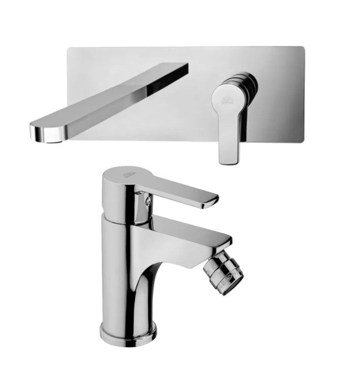 Set miscelatore lavabo bocca 15 cm e bidet senza scarico cromato - Red di Paffoni