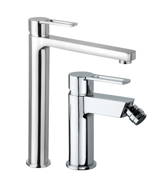 Set miscelatore lavabo prolungato e bidet senza scarico cromato - Ringo di Paffoni