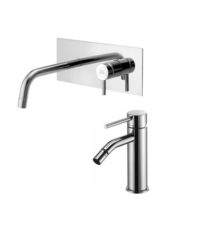 Set miscelatore incasso lavabo acciaio inox 12,3cm con bidet cromato - Light di Paffoni