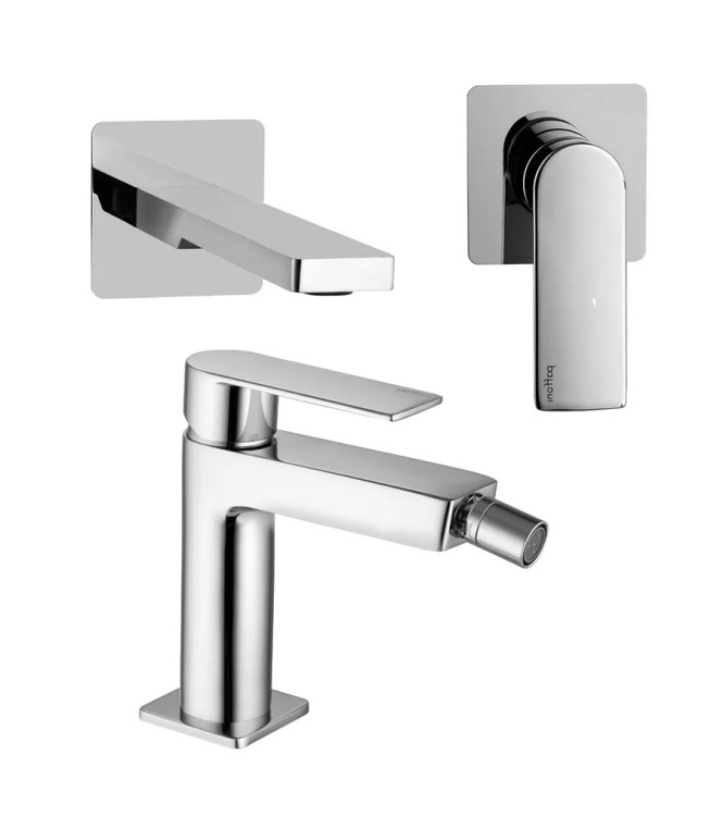 Set miscelatore incasso lavabo 15 cm con bidet cromato - Tango di Paffoni