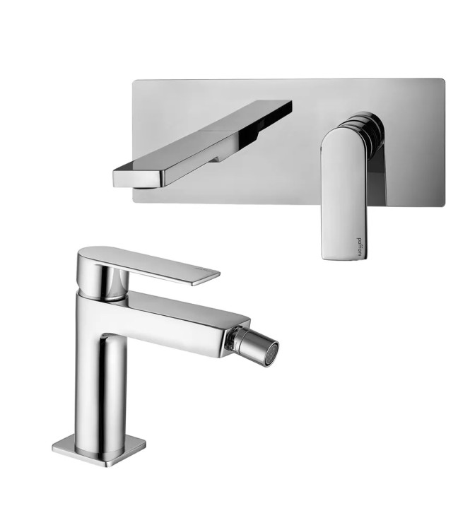 Set miscelatore lavabo bocca 20 cm con bidet senza scarico cromato - Tango di Paffoni