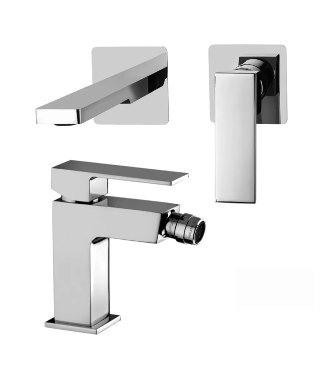 Set miscelatore lavabo 7x7 cm bocca 20 cm e bidet cromato - Elle di Paffoni