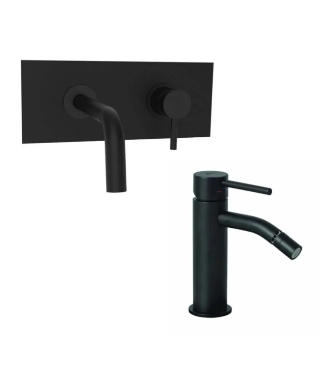 Set miscelatore incasso lavabo acciaio inox 12,3cm con bidet nero opaco - Light di Paffoni