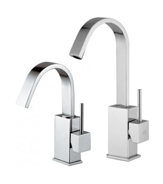 Set miscelatore lavabo e bidet con canna orientabile e leva asta cromato - Level di Paffoni