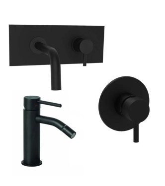 Set miscelatore incasso lavabo acciaio 12,3cm con bidet ed incasso doccia monocomando 11,6 cm nero opaco - Light di Paffoni