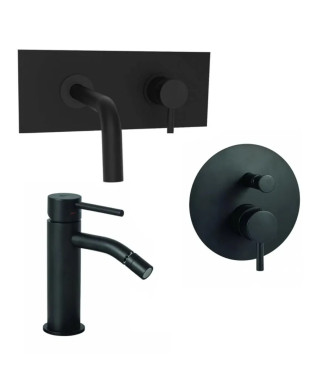 Set miscelatore incasso lavabo acciaio inox 17,8cm con bidet ed incasso doccia con deviatore nero opaco - Light di Paffoni