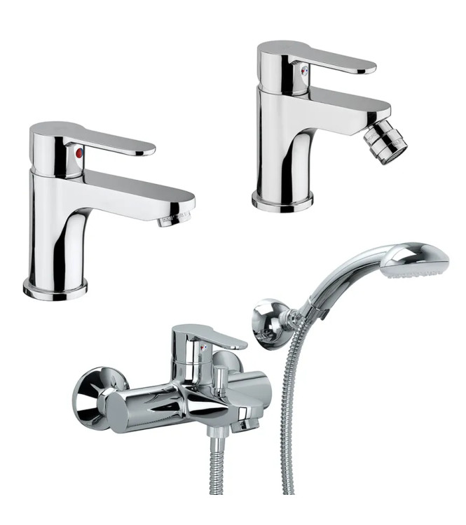Paffoni "blu" miscelatori lavabo, bidet e gruppo vasca duplex con doccetta