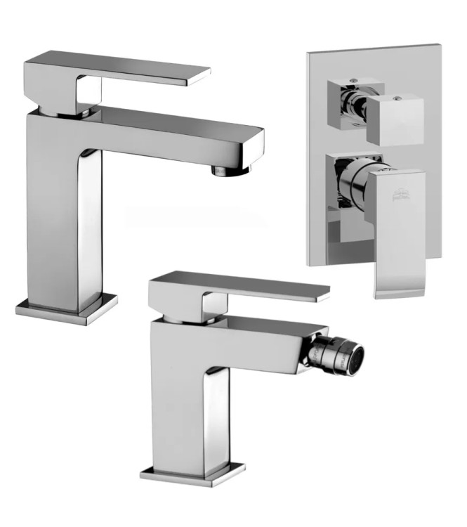 Set miscelatore lavabo e bidet senza scarico con incasso doccia 2 uscite cromato - Elle di Paffoni