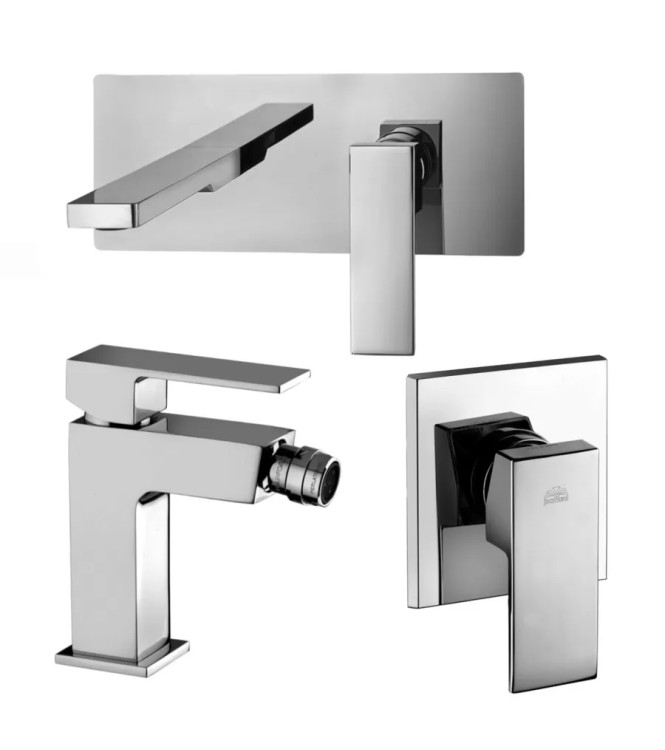 Set miscelatore lavabo 25x10 cm bocca 15 cm con bidet e incasso doccia monocomando cromato - Elle di Paffoni