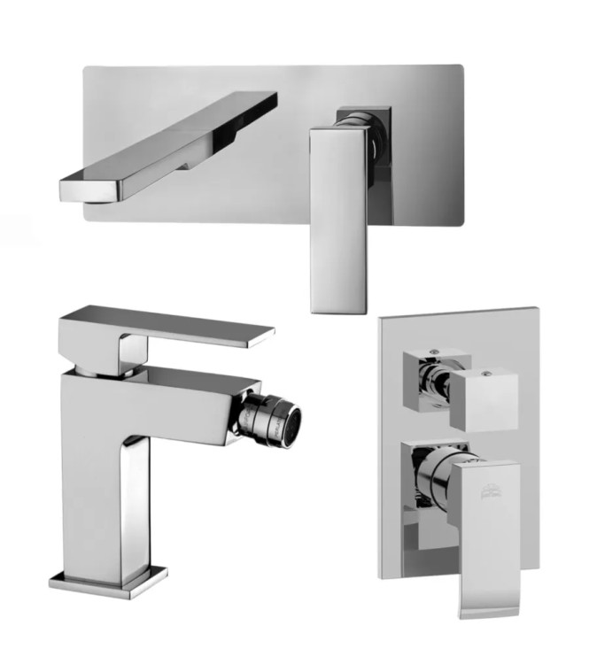 Set miscelatore lavabo 25x10 cm bocca 15 cm con bidet e incasso doccia 2 vie cromato - Elle di Paffoni