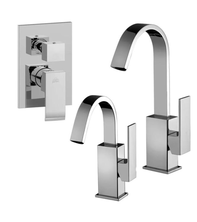 Set miscelatore lavabo e bidet canna orientabile con incasso doccia 3 vie cromato - Elle di Paffoni