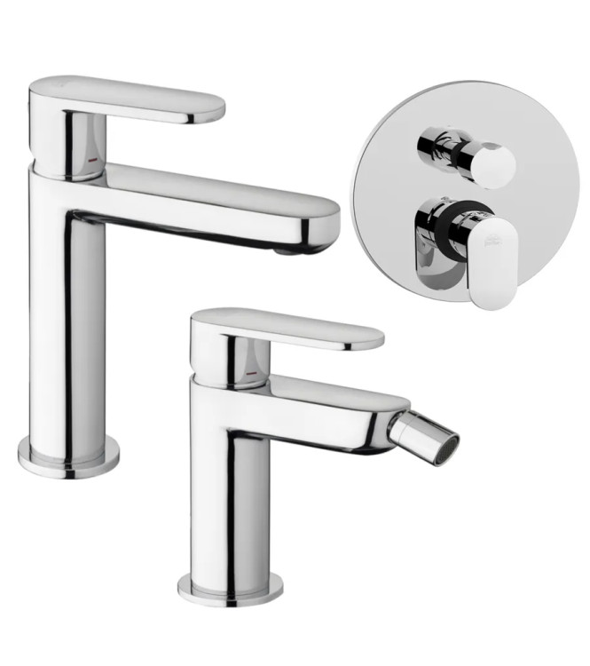 Set miscelatore lavabo e bidet con incasso doccia 2 uscite cromato - Candy di Paffoni