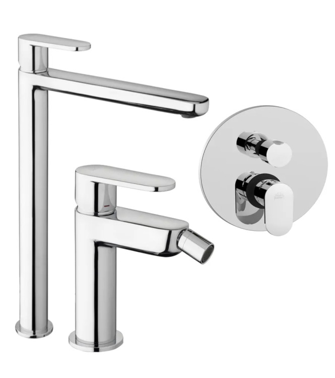 Set miscelatore lavabo prolungato e bidet con incasso doccia 2 uscite cromato - Candy di Paffoni
