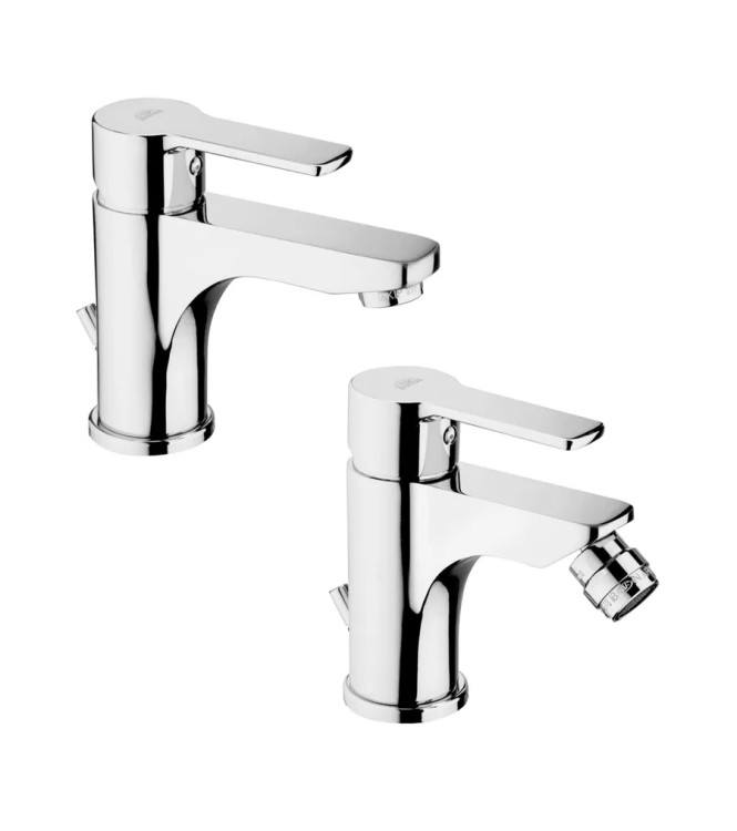 Set miscelatore lavabo bocca 24 cm e bidet con incasso doccia 2 uscite cromato - Red di Paffoni