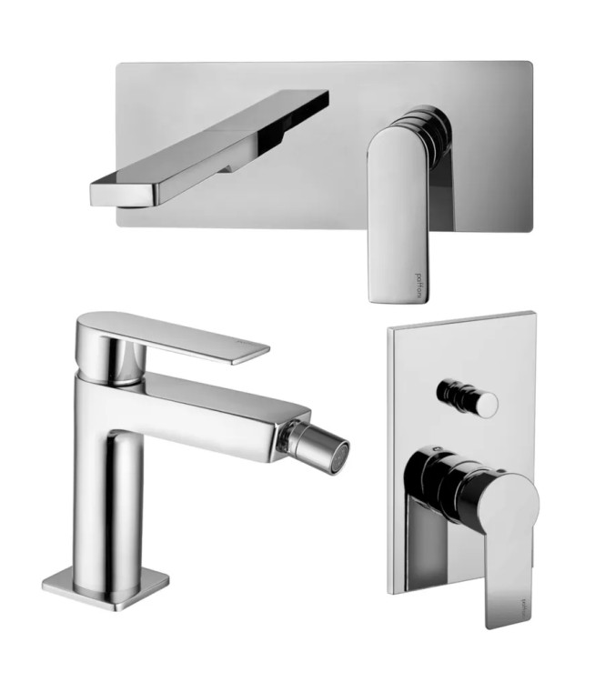 Set miscelatore lavabo bocca 24 cm con bidet ed incasso doccia con deviatore cromato - Tango di Paffoni