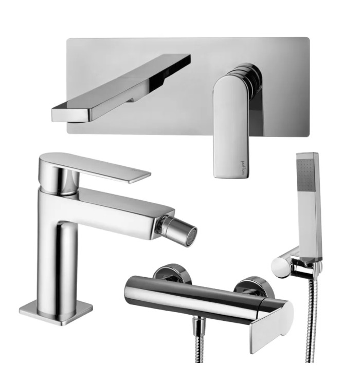 Set miscelatore lavabo bocca 24 cm con bidet ed esterno doccia cromato - Tango di Paffoni