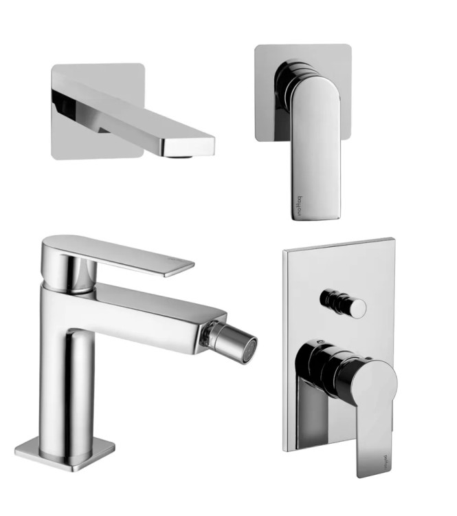 Set miscelatore incasso lavabo 15 cm con bidet ed incasso doccia con deviatore cromato - Tango di Paffoni