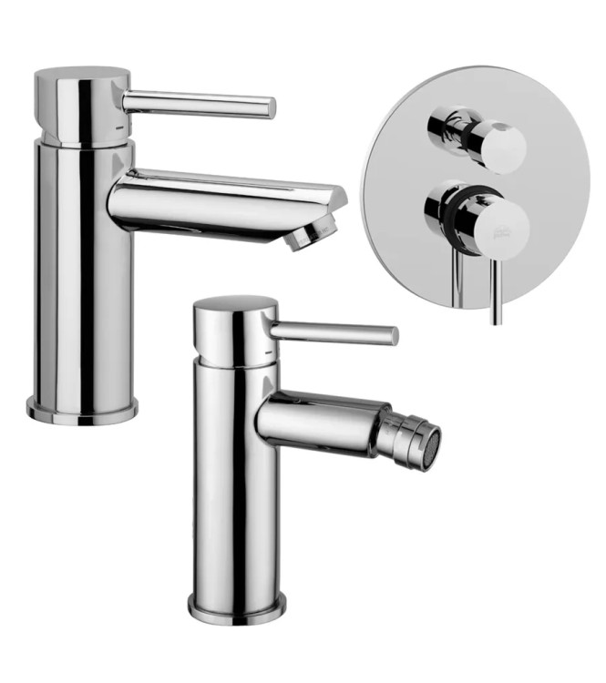 Set miscelatore lavabo e bidet con incasso doccia 2 uscite cromato - Stick di Paffoni