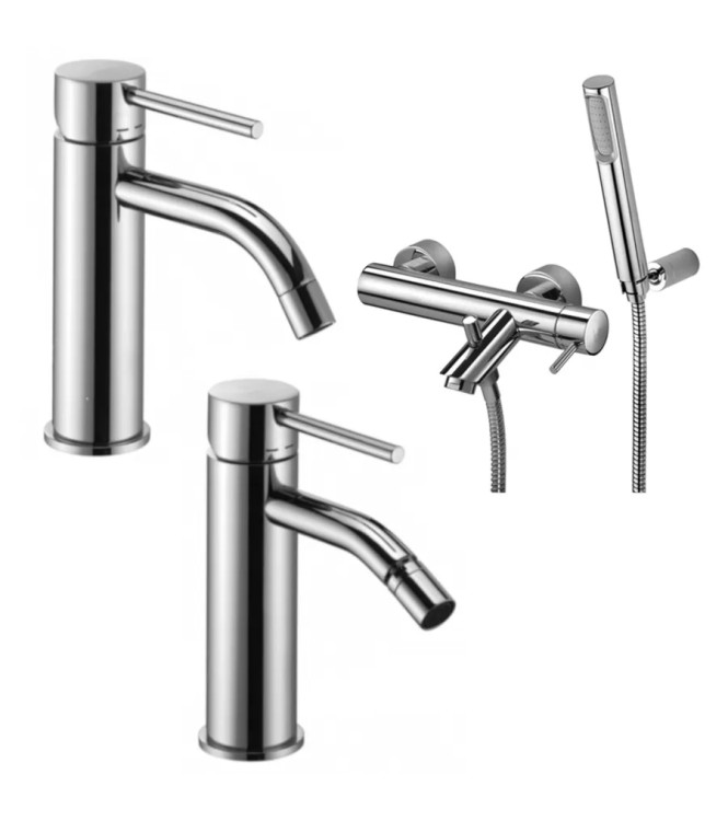 Set miscelatore lavabo e bidet con esterno doccia con supporto cromato - Light di Paffoni