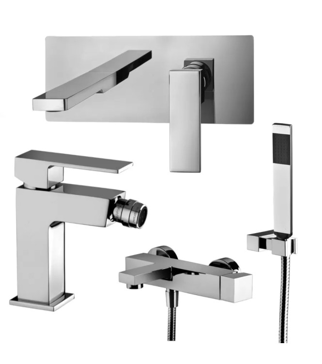 Set miscelatore lavabo 25x10 cm bocca 24 cm con bidet e esterno vasca cromato - Elle di Paffoni