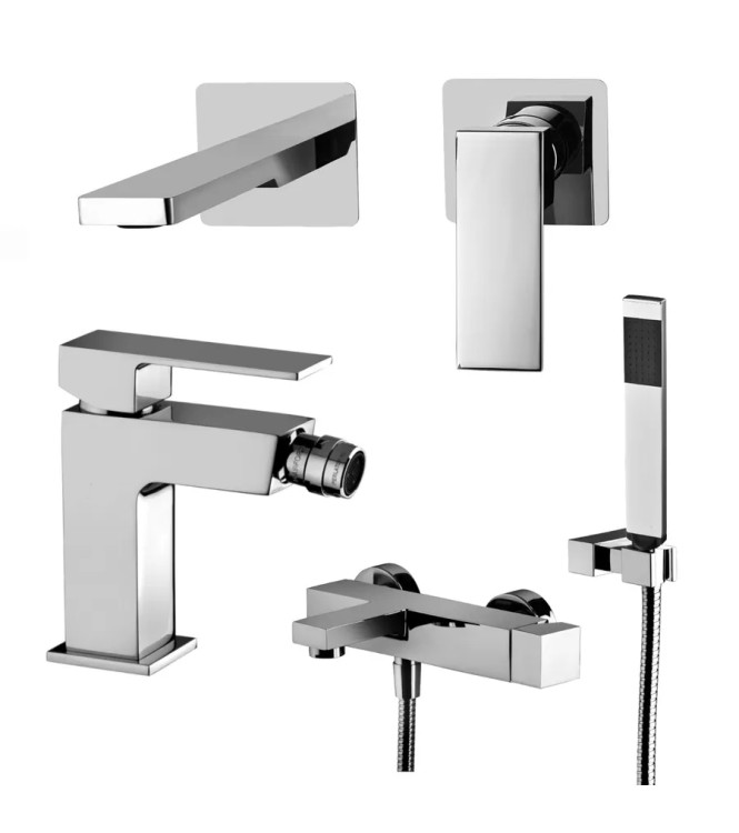 Set miscelatore lavabo 7x7 cm bocca 15 cm con bidet e esterno vasca cromato - Elle di Paffoni